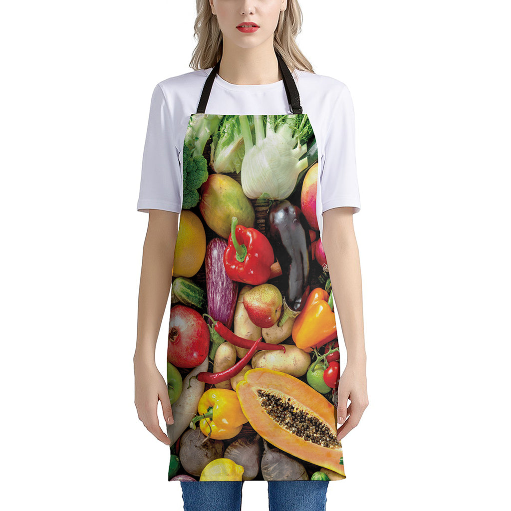 Fresh Fruits And Vegetables Print Apron