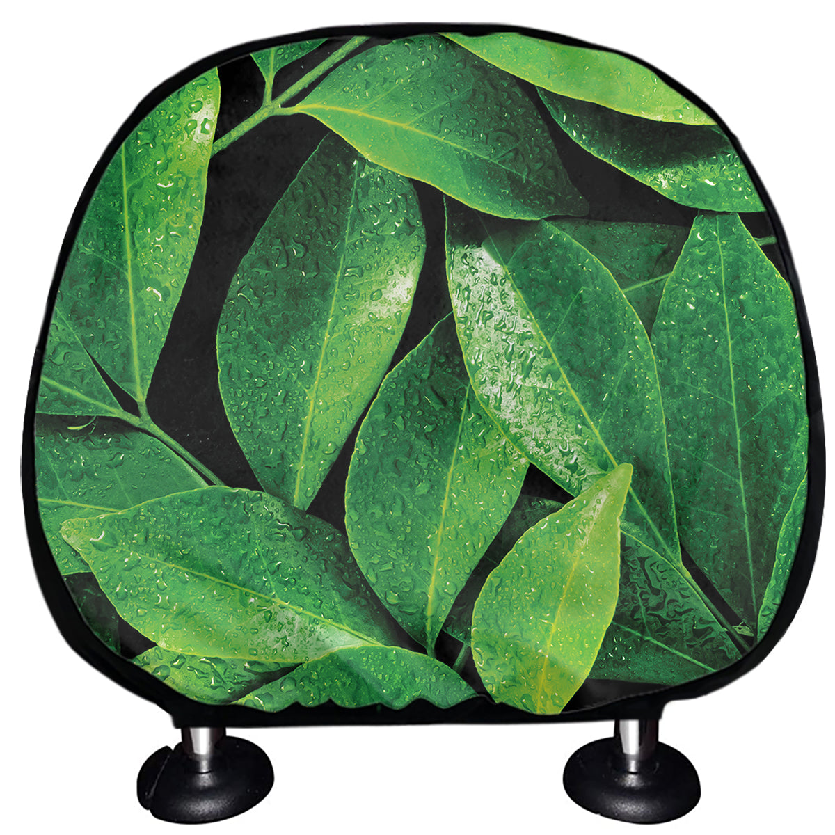 Fresh Green Leaf Print Car Headrest Covers