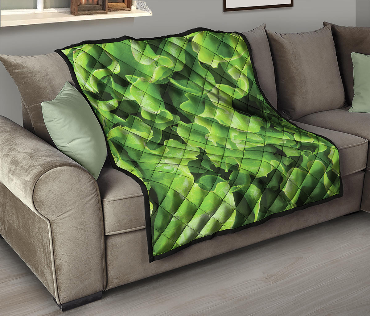 Fresh Lettuce Leaves Print Quilt
