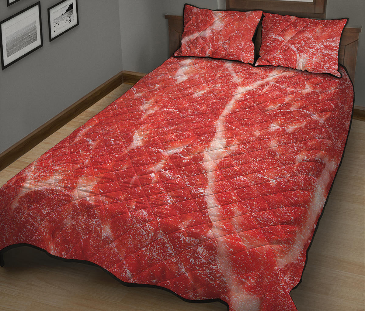 Fresh Meat Print Quilt Bed Set