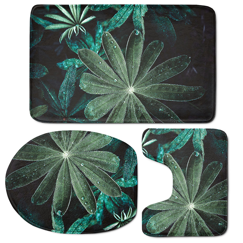Fresh Tropical Leaf Print 3 Piece Bath Mat Set