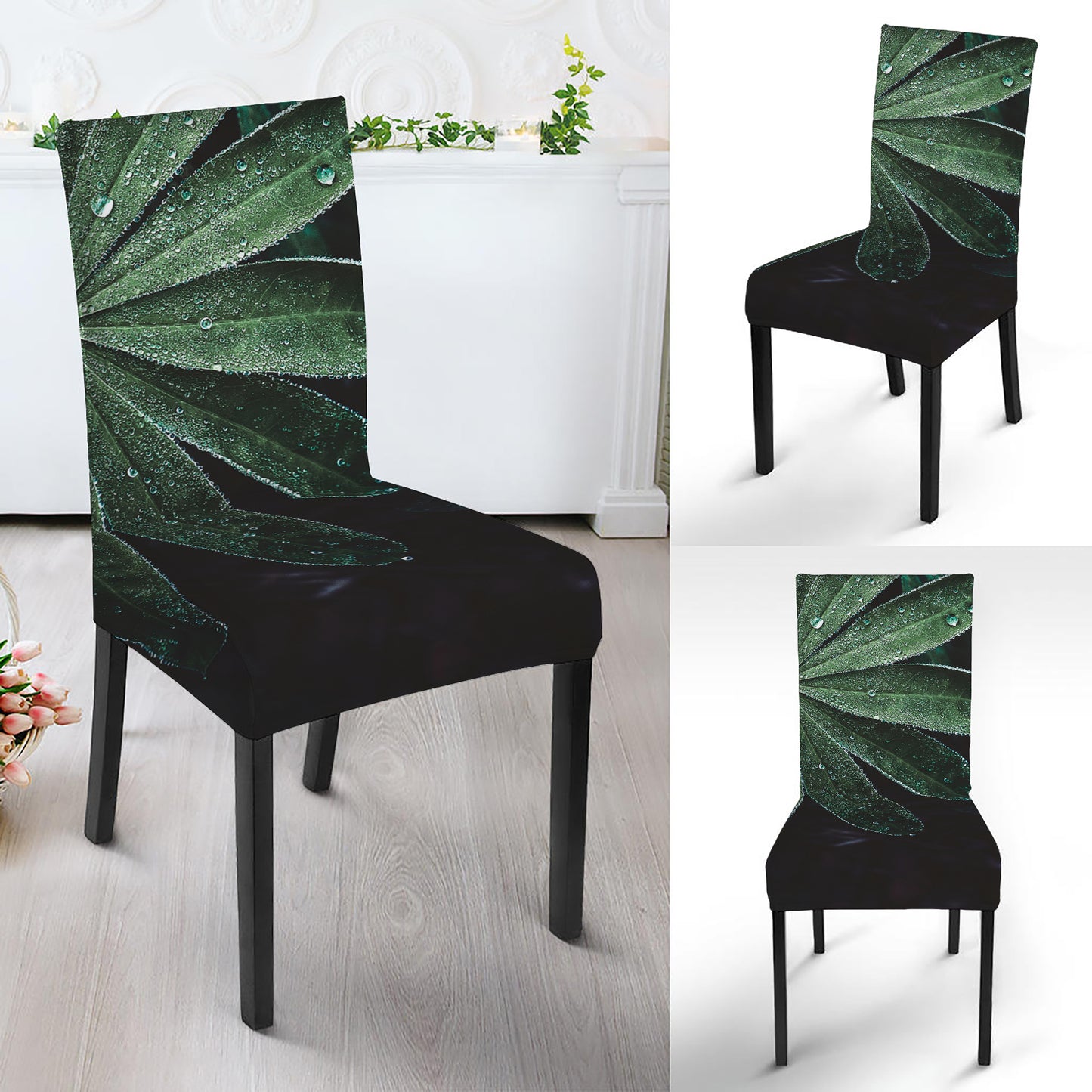 Fresh Tropical Leaf Print Dining Chair Slipcover