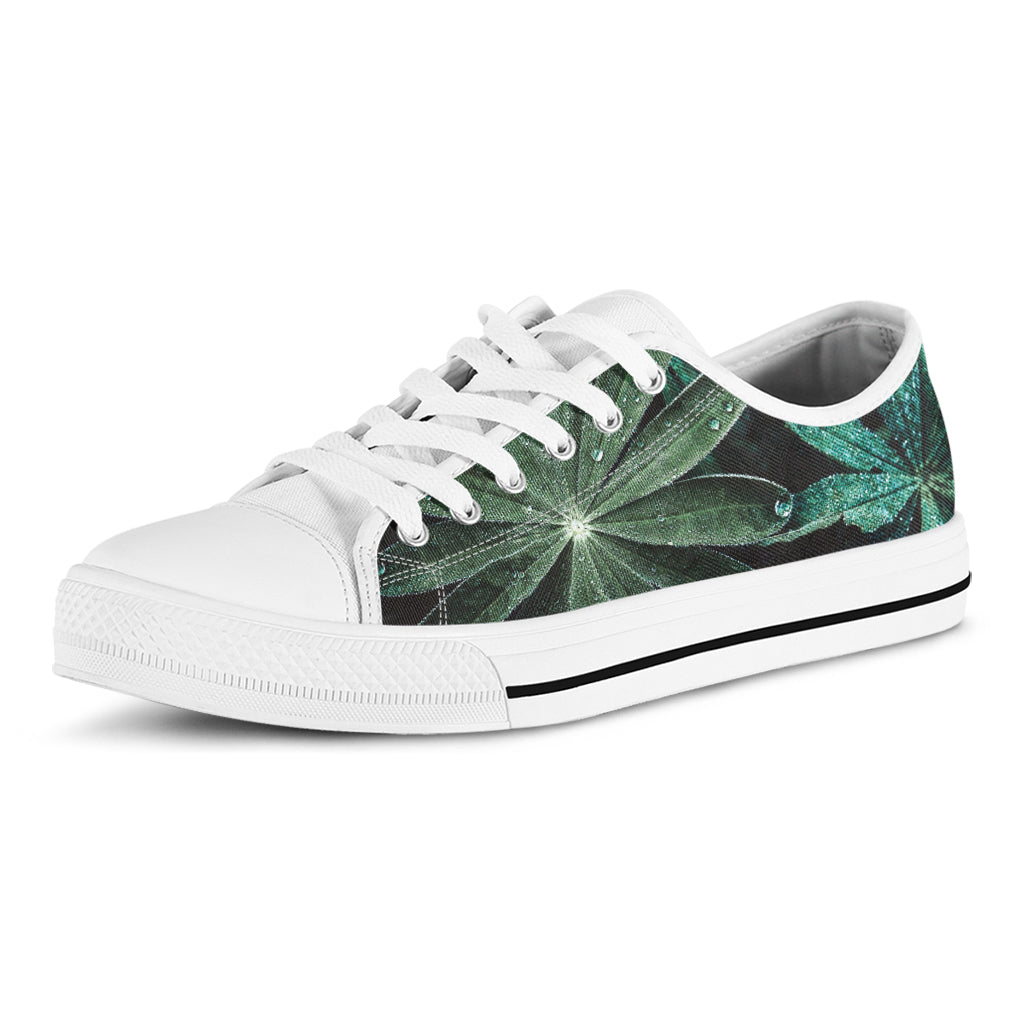 Fresh Tropical Leaf Print White Low Top Shoes