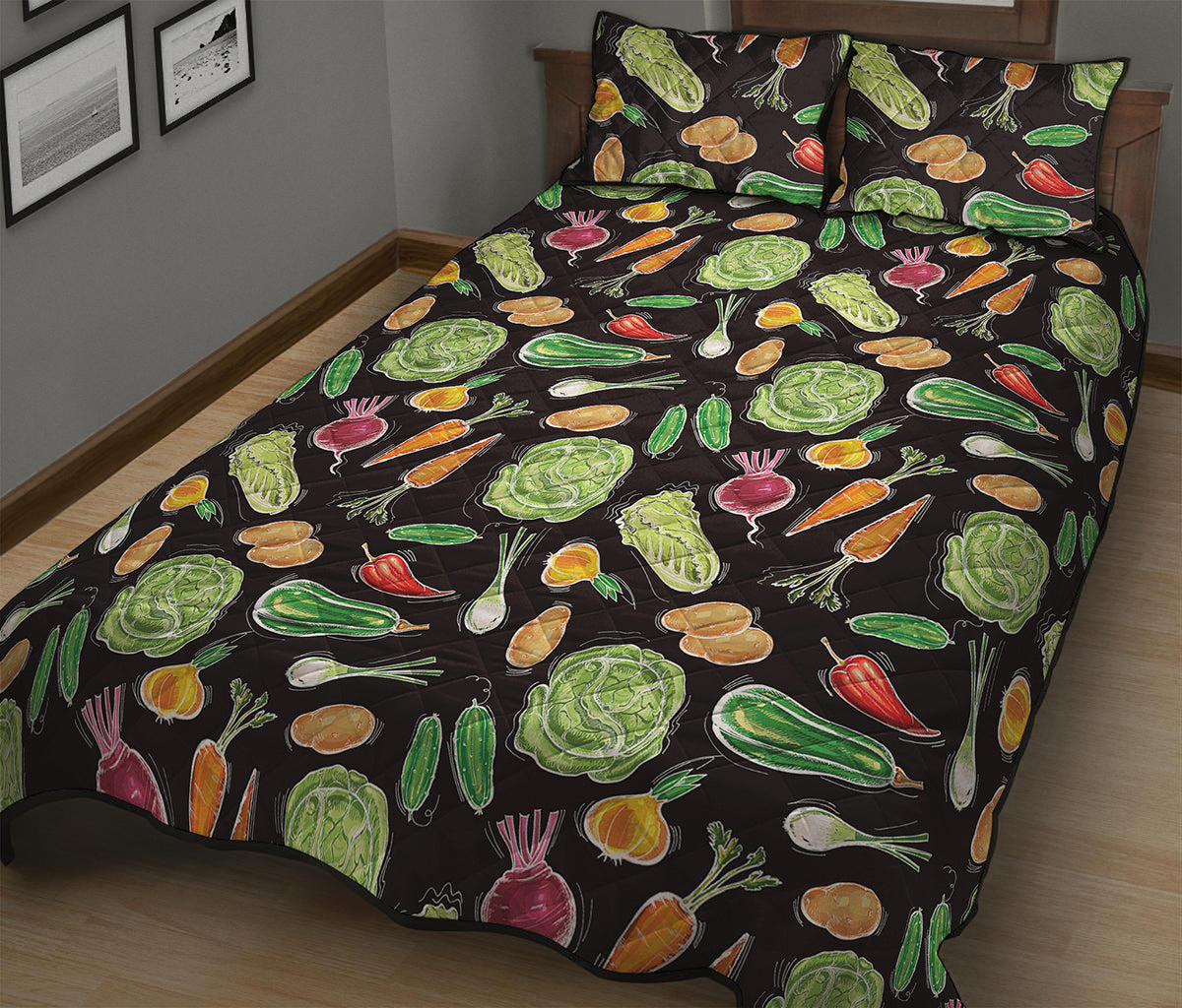 Fresh Vegetable Pattern Print Quilt Bed Set