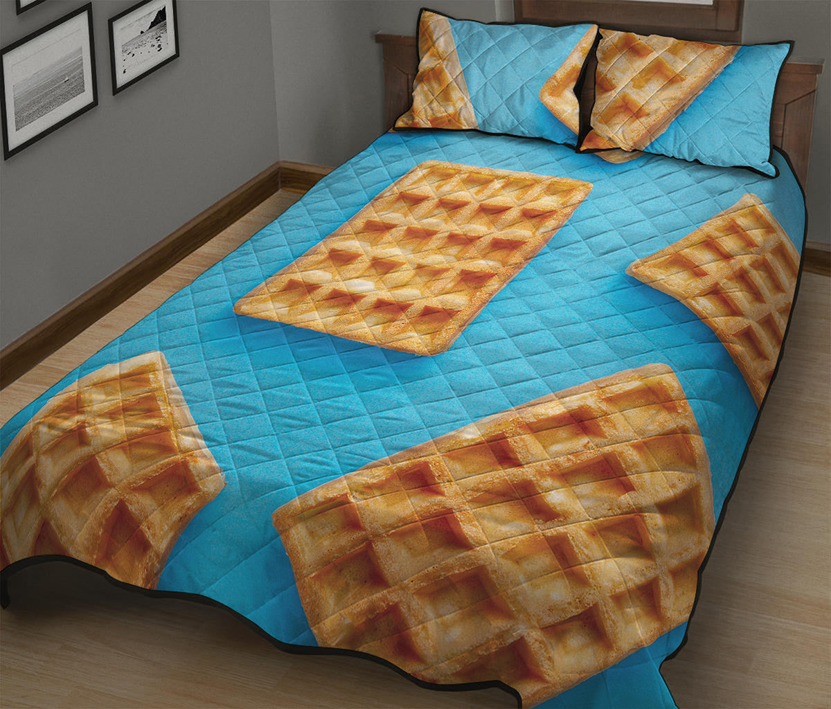 Fresh Waffles Print Quilt Bed Set