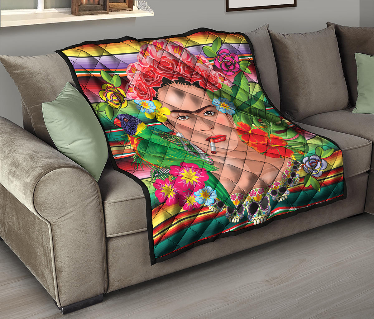 Frida Kahlo Serape Print Quilt