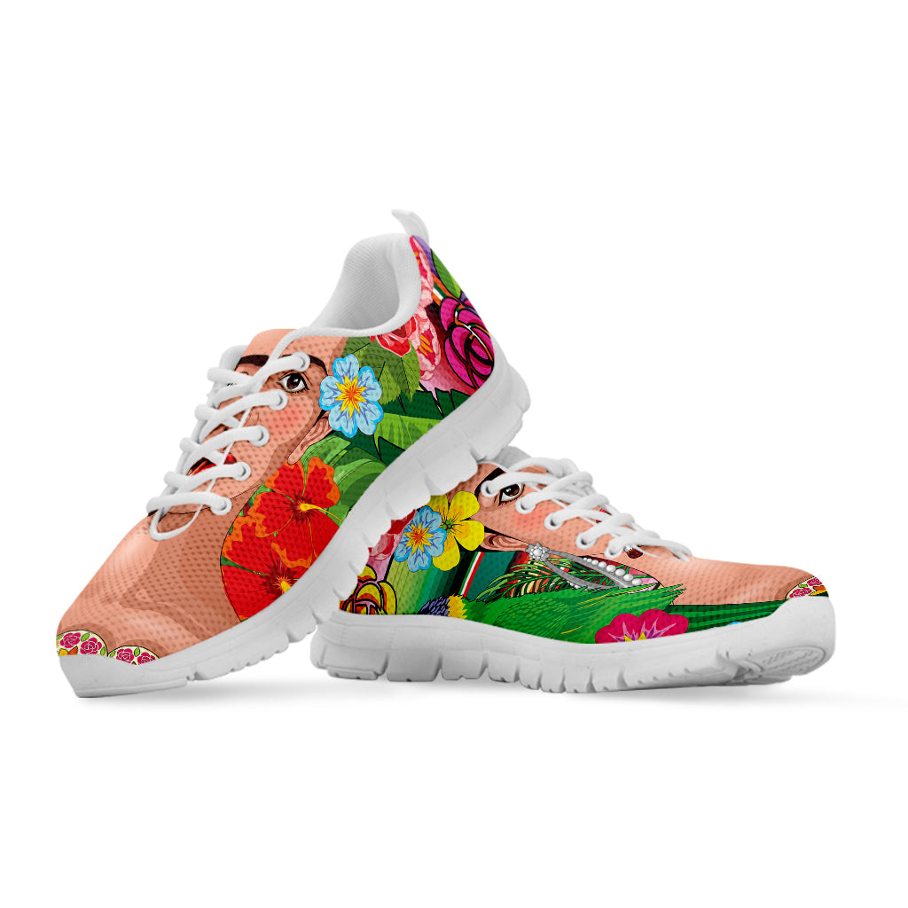 Frida Kahlo Serape Print White Sneakers