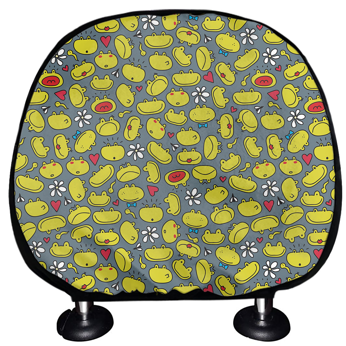 Frog Faces Pattern Print Car Headrest Covers