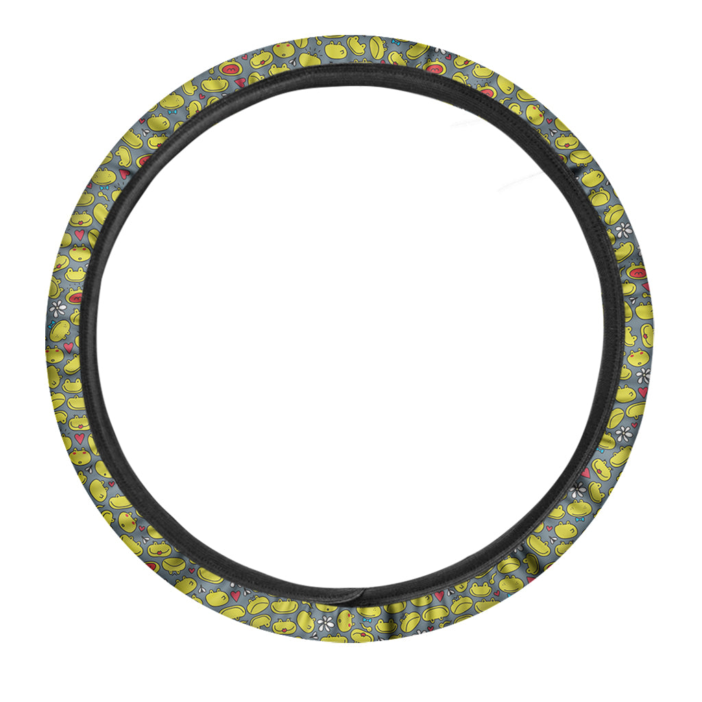 Frog Faces Pattern Print Car Steering Wheel Cover