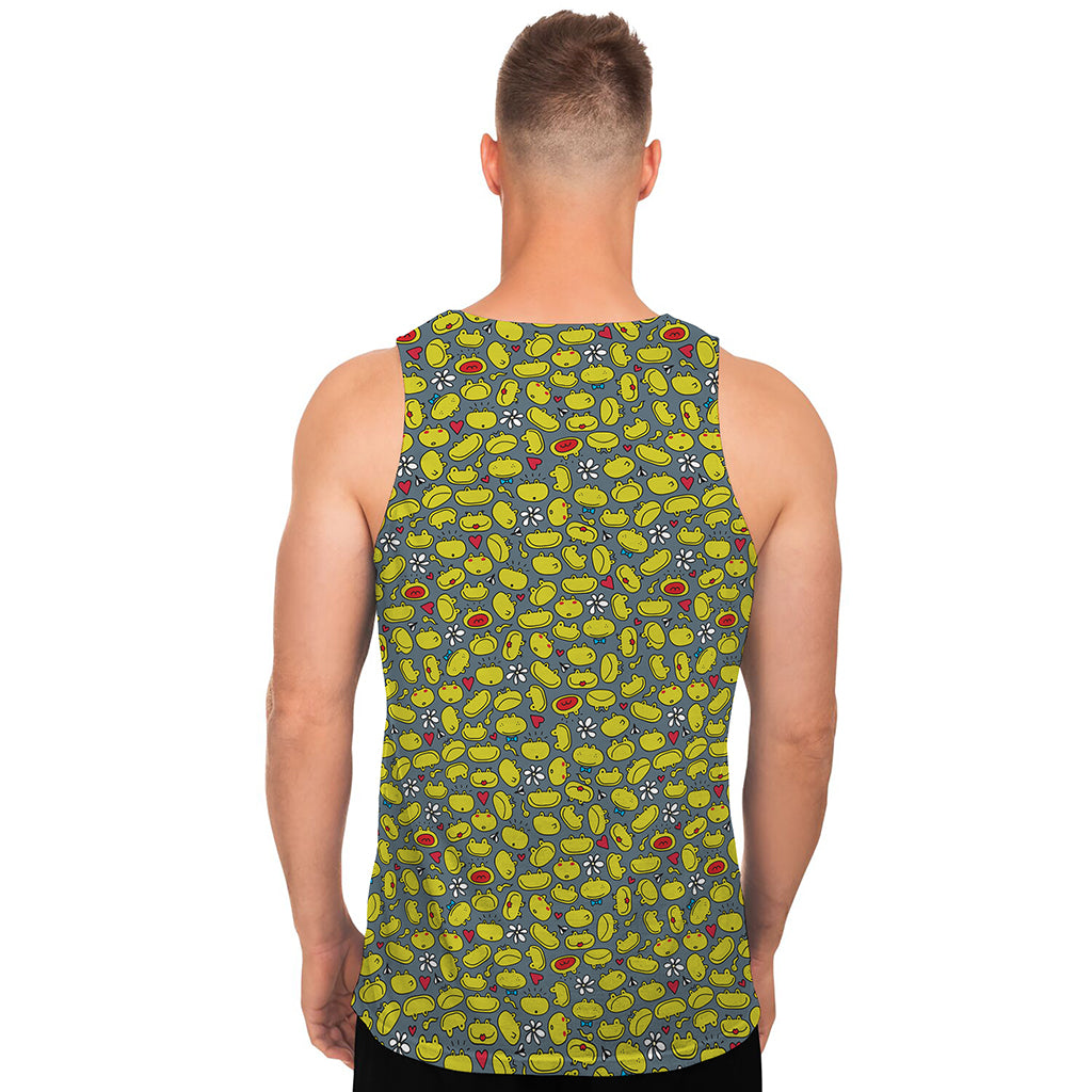 Frog Faces Pattern Print Men's Tank Top