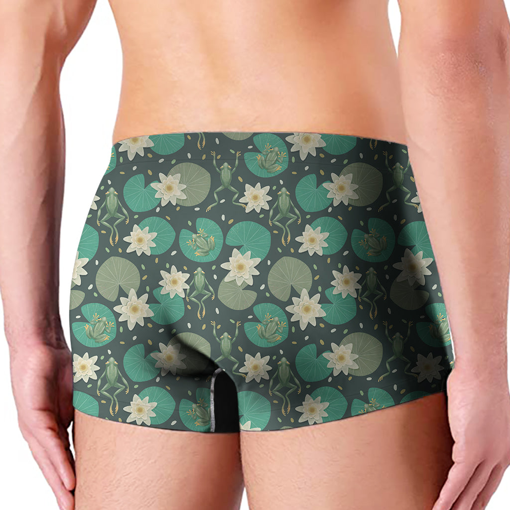 Frogs And Water Lilies Pattern Print Men's Boxer Briefs