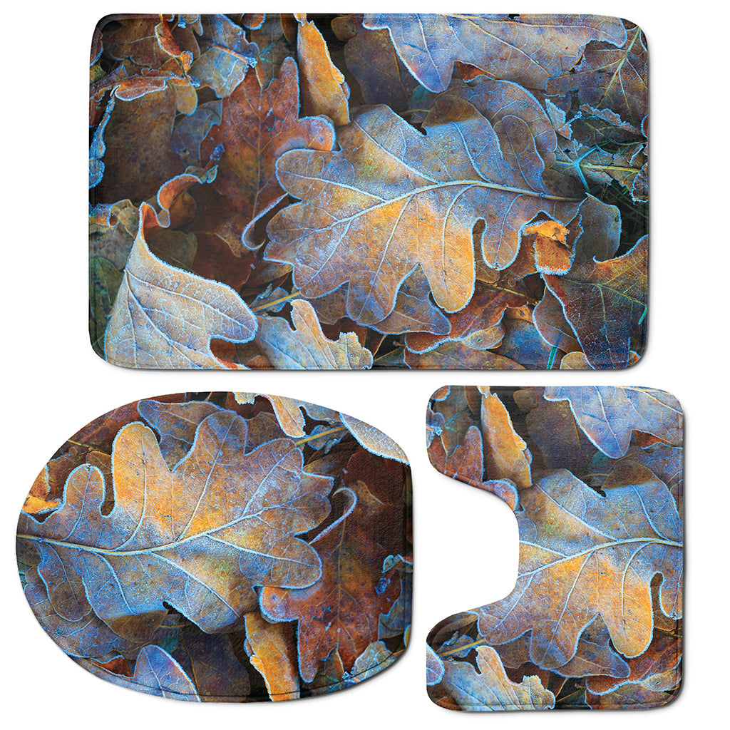 Frozen Oak leaf Print 3 Piece Bath Mat Set