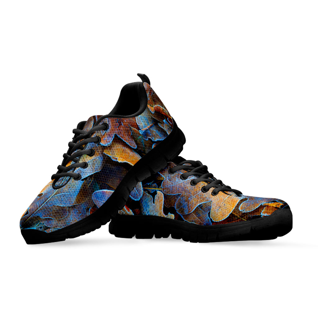 Frozen Oak leaf Print Black Sneakers