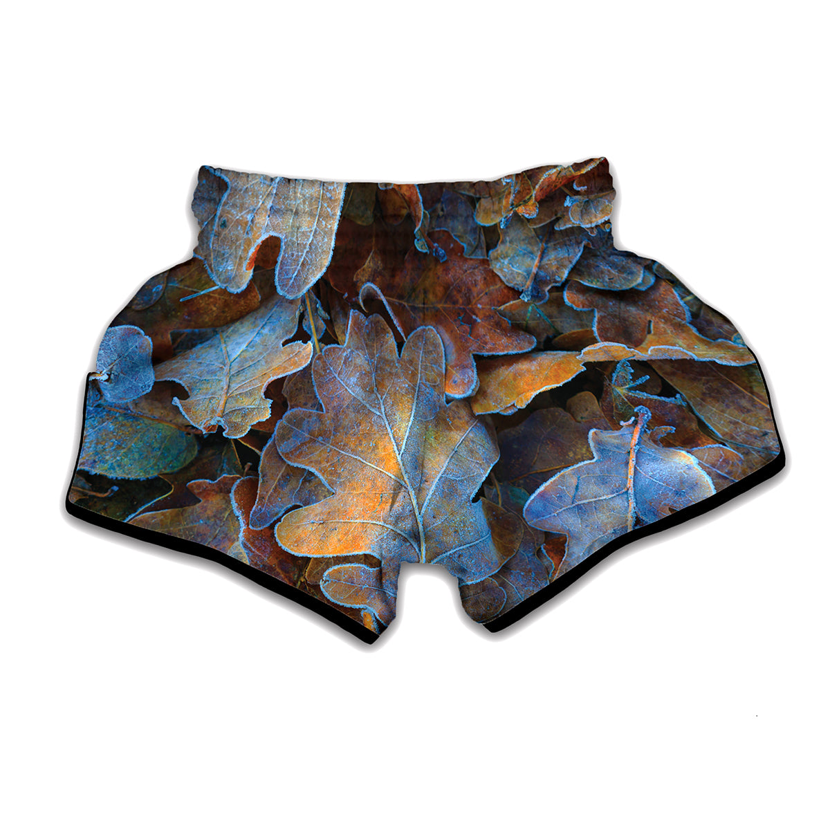 Frozen Oak leaf Print Muay Thai Boxing Shorts