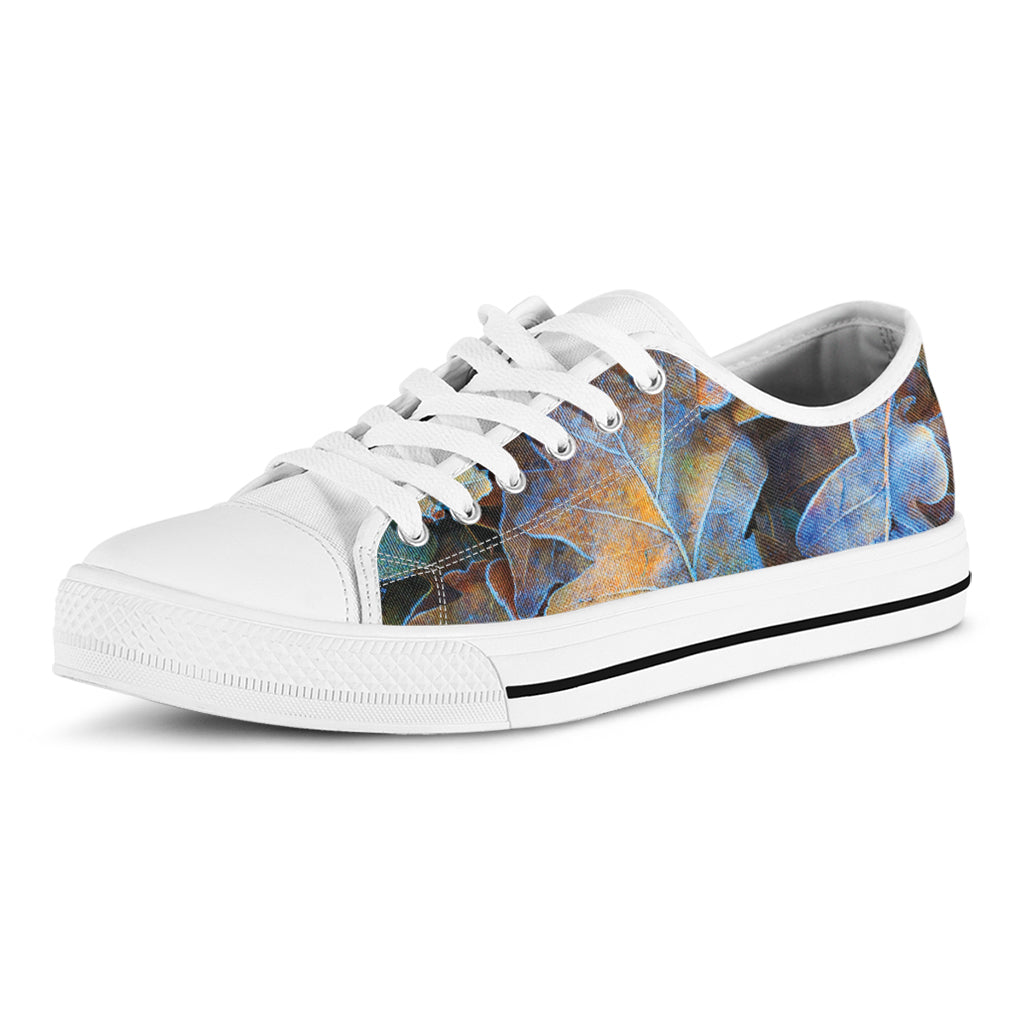 Frozen Oak leaf Print White Low Top Shoes