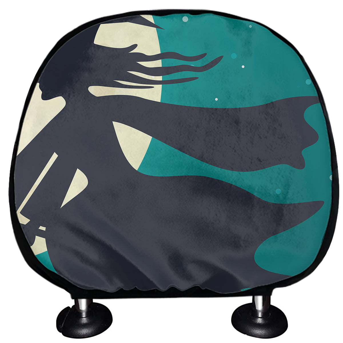 Full Moon Halloween Flying Witch Print Car Headrest Covers