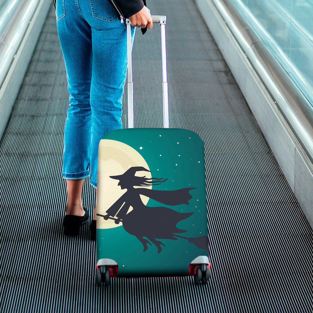 Full Moon Halloween Flying Witch Print Luggage Cover
