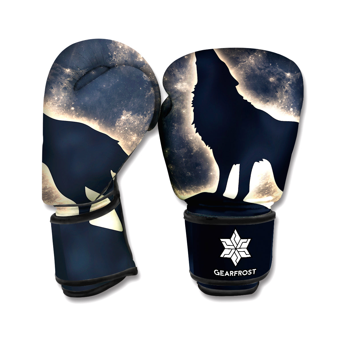 Full Moon Howling Wolf Print Boxing Gloves