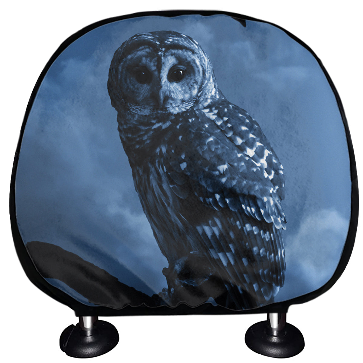 Full Moon Night Owl Print Car Headrest Covers
