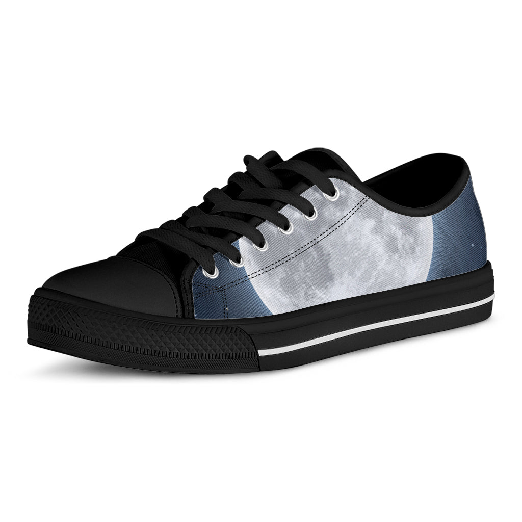 Full Moon Print Black Low Top Shoes