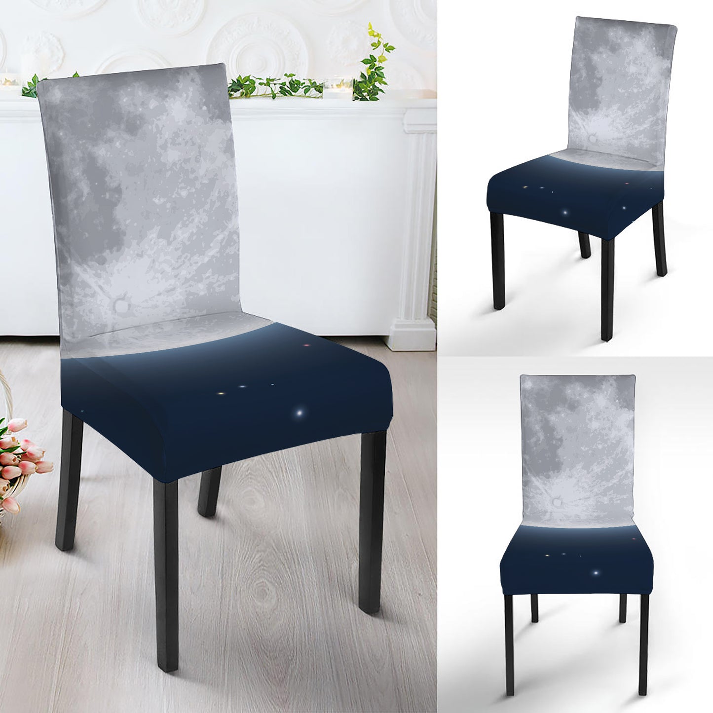 Full Moon Print Dining Chair Slipcover