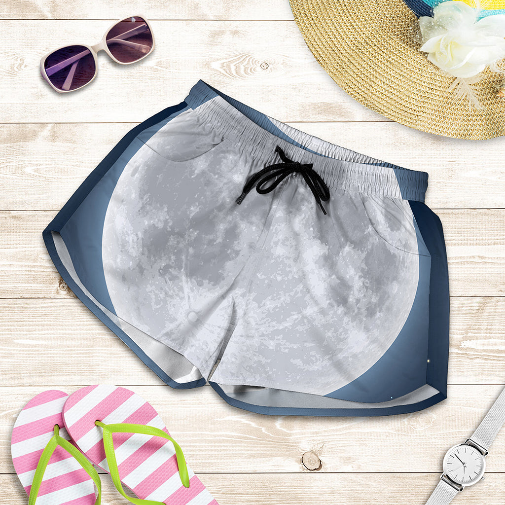 Full Moon Print Women's Shorts