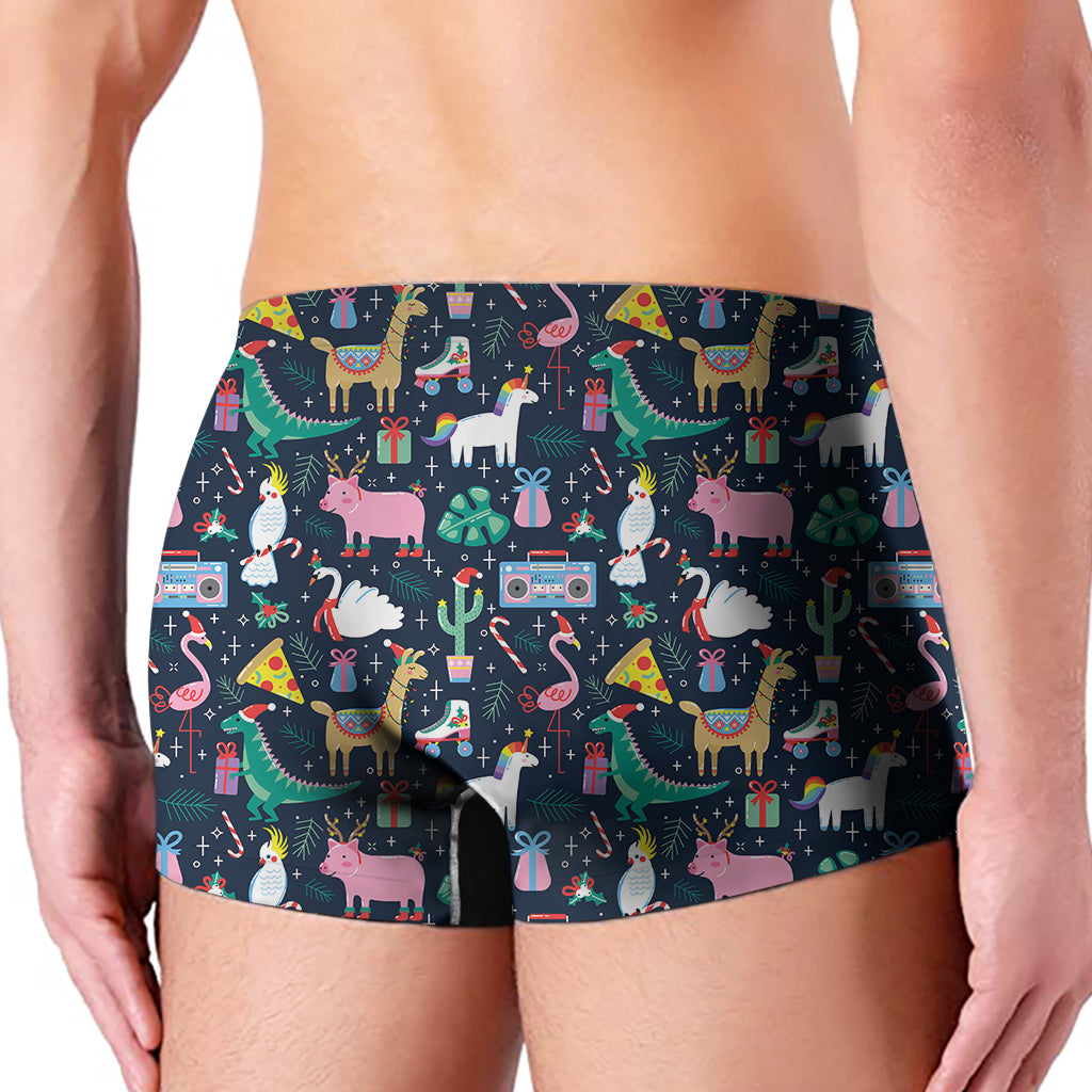 Funny Christmas Animals Pattern Print Men's Boxer Briefs