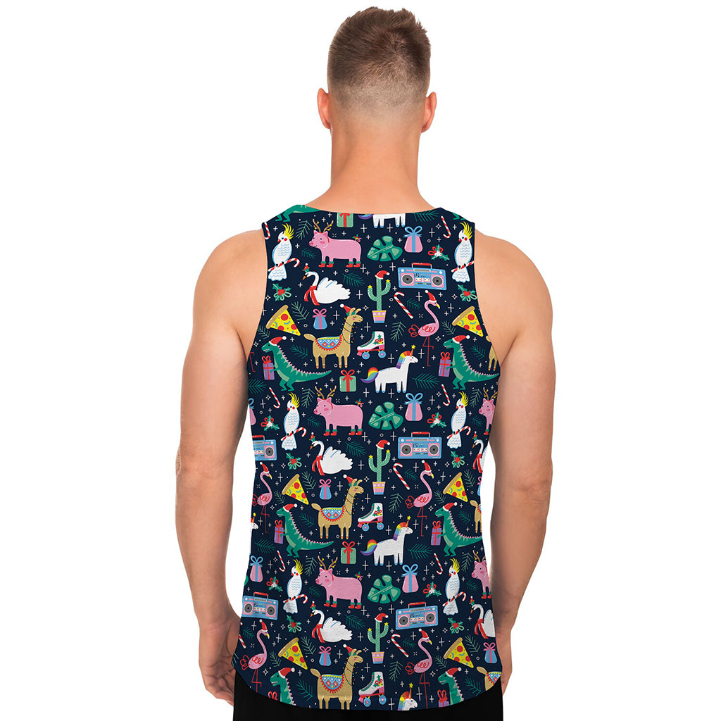 Funny Christmas Animals Pattern Print Men's Tank Top