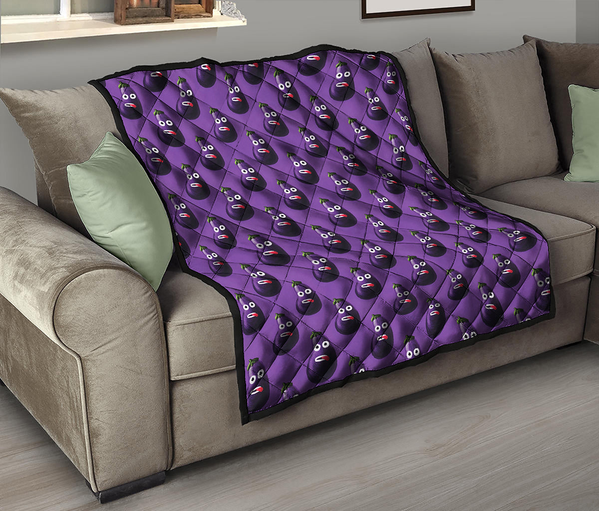 Funny Eggplant Pattern Print Quilt