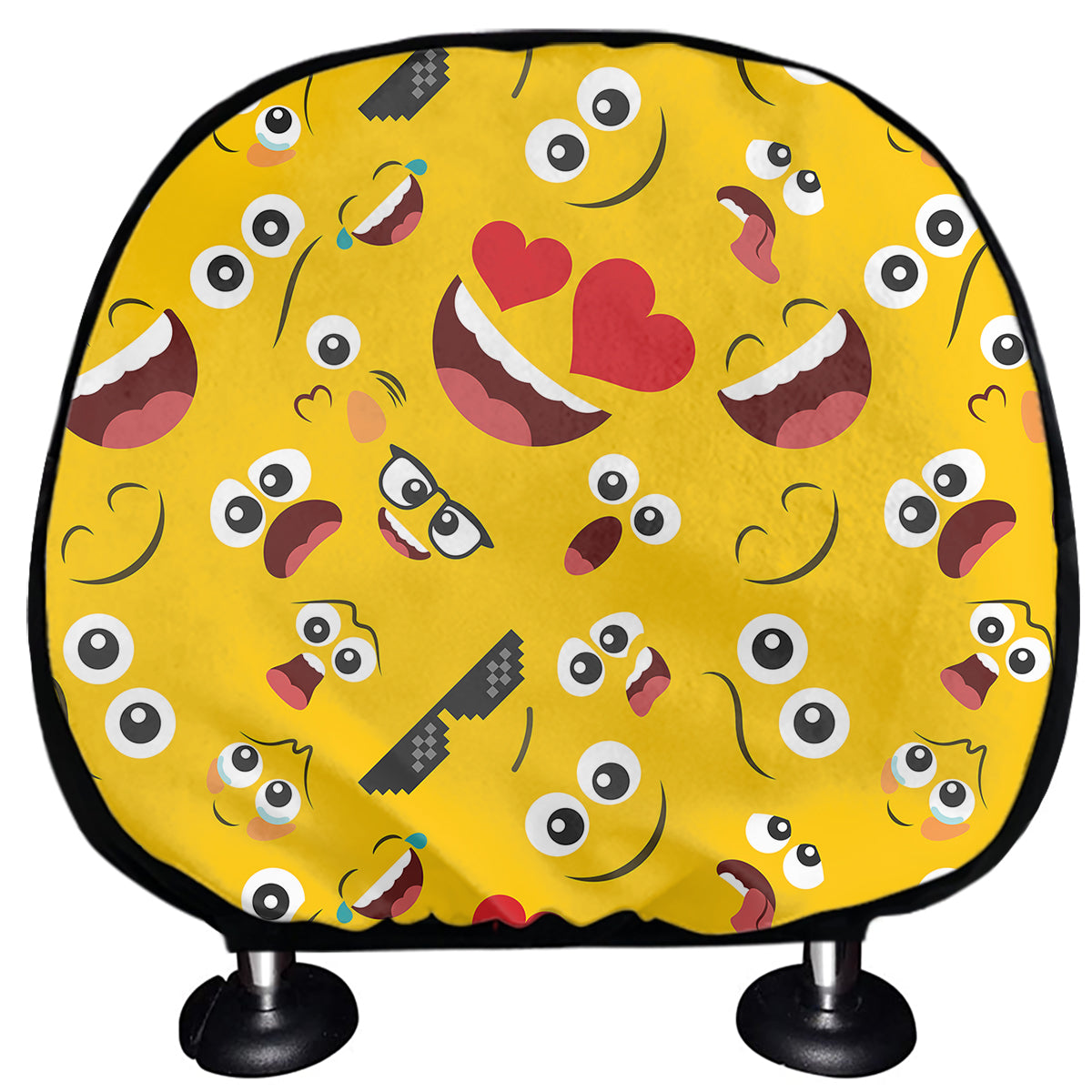 Funny Emoji Pattern Print Car Headrest Covers