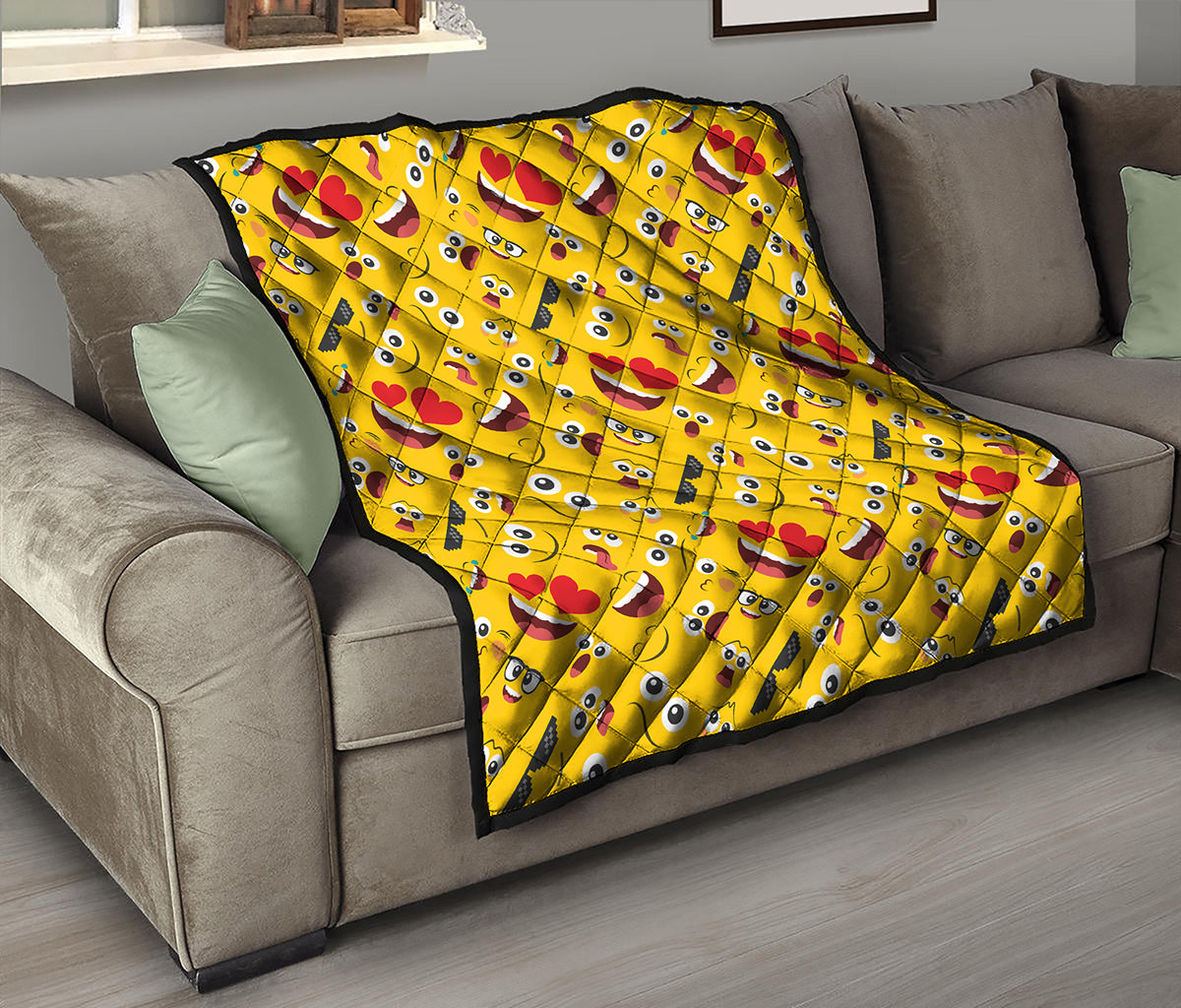 Funny Emoji Pattern Print Quilt