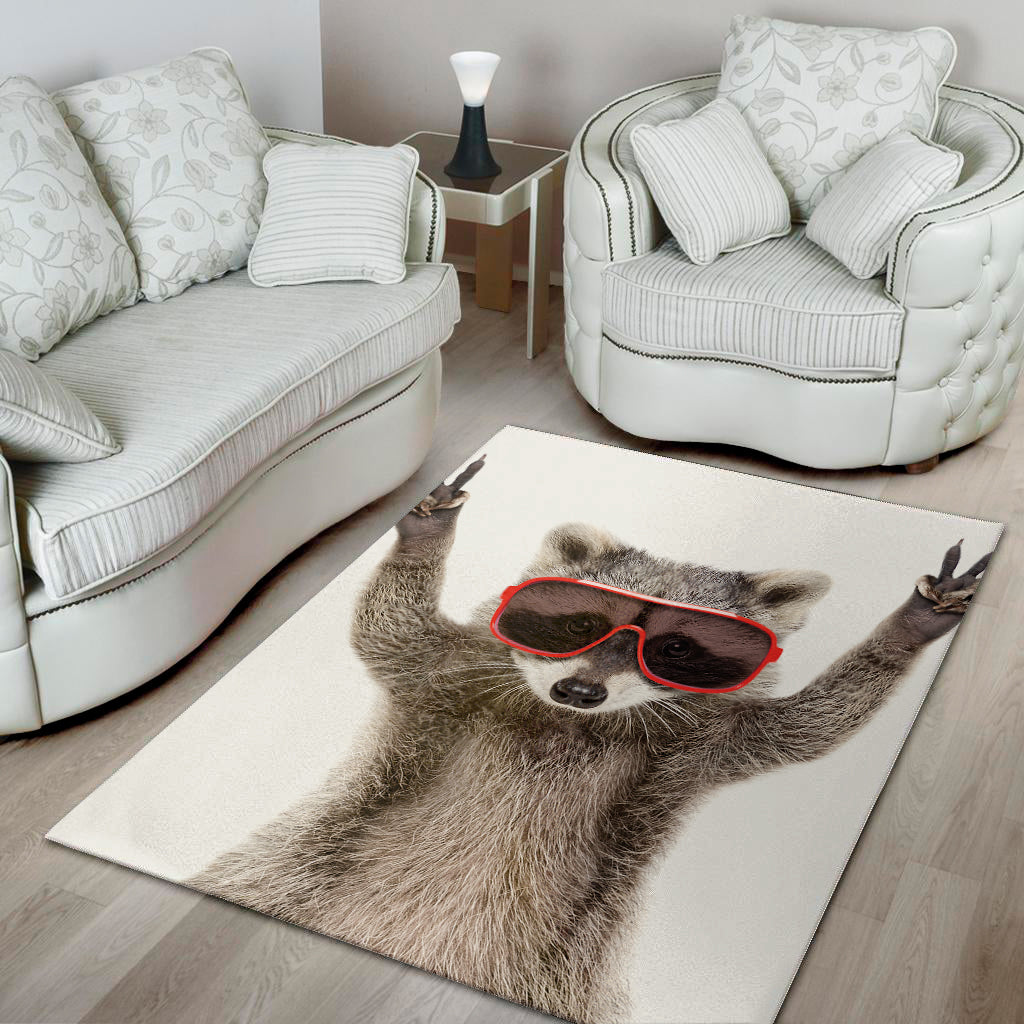 Funny Raccoon Print Area Rug
