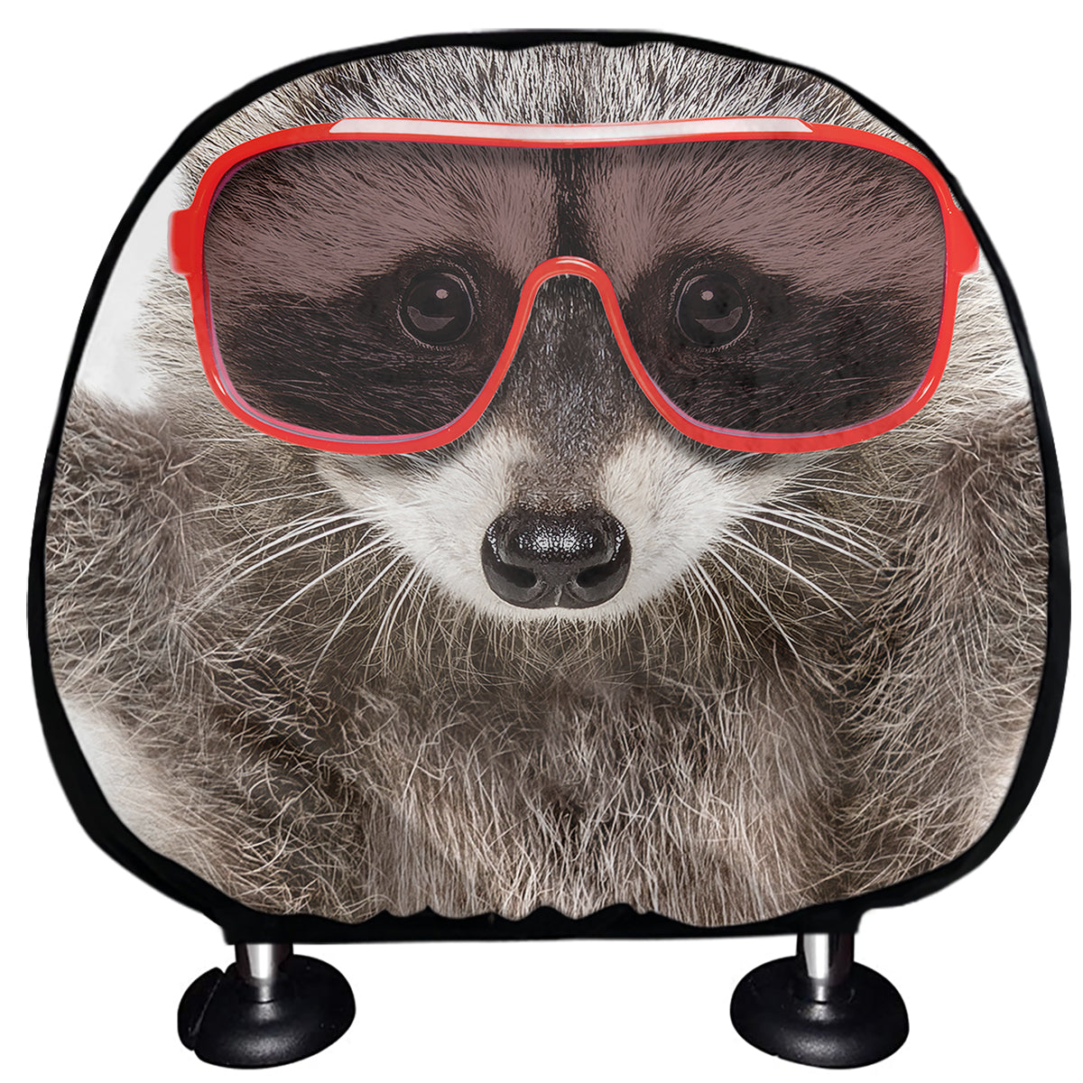 Funny Raccoon Print Car Headrest Covers