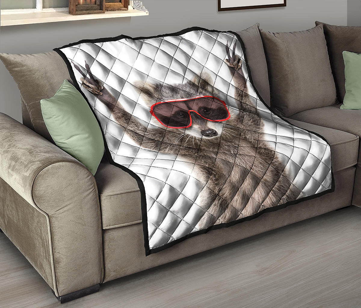 Funny Raccoon Print Quilt