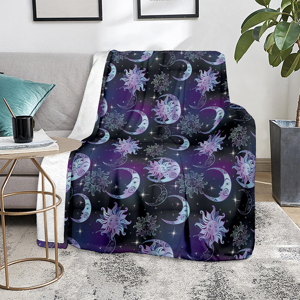 Galaxy Celestial Sun And Moon Print Blanket