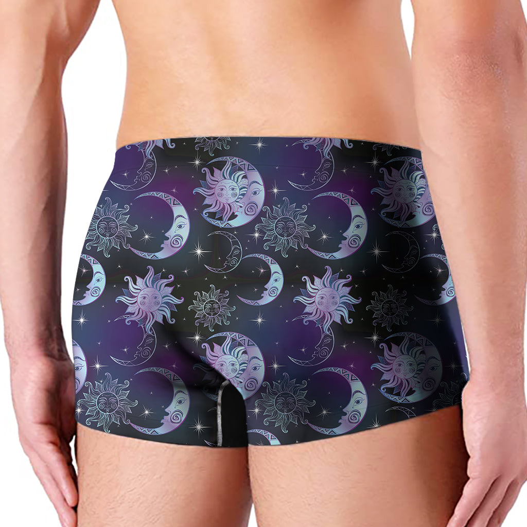 Galaxy Celestial Sun And Moon Print Men's Boxer Briefs