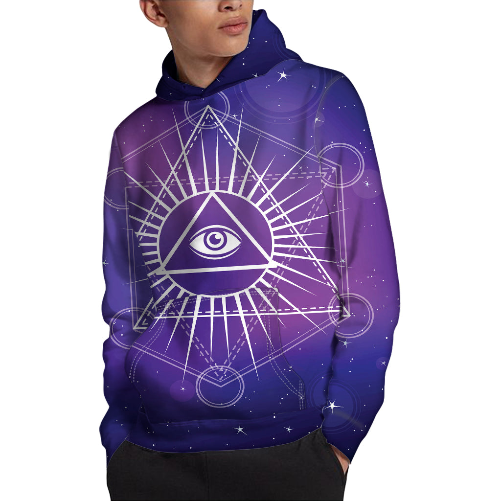 Galaxy Eye of Providence Print Pullover Hoodie