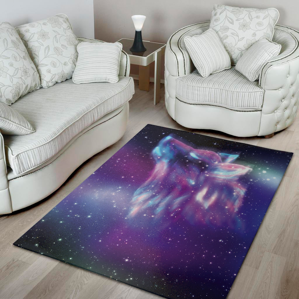 Galaxy Howling Wolf Spirit Print Area Rug