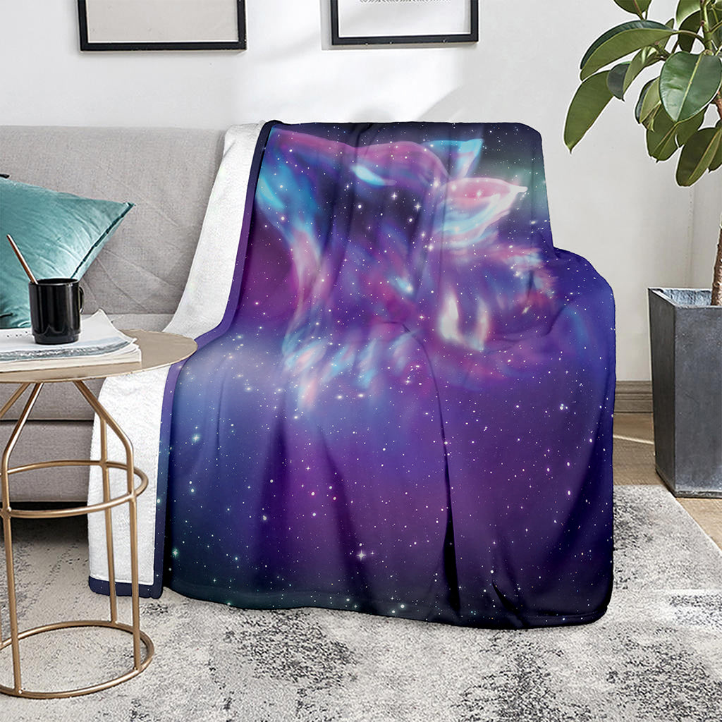 Galaxy Howling Wolf Spirit Print Blanket