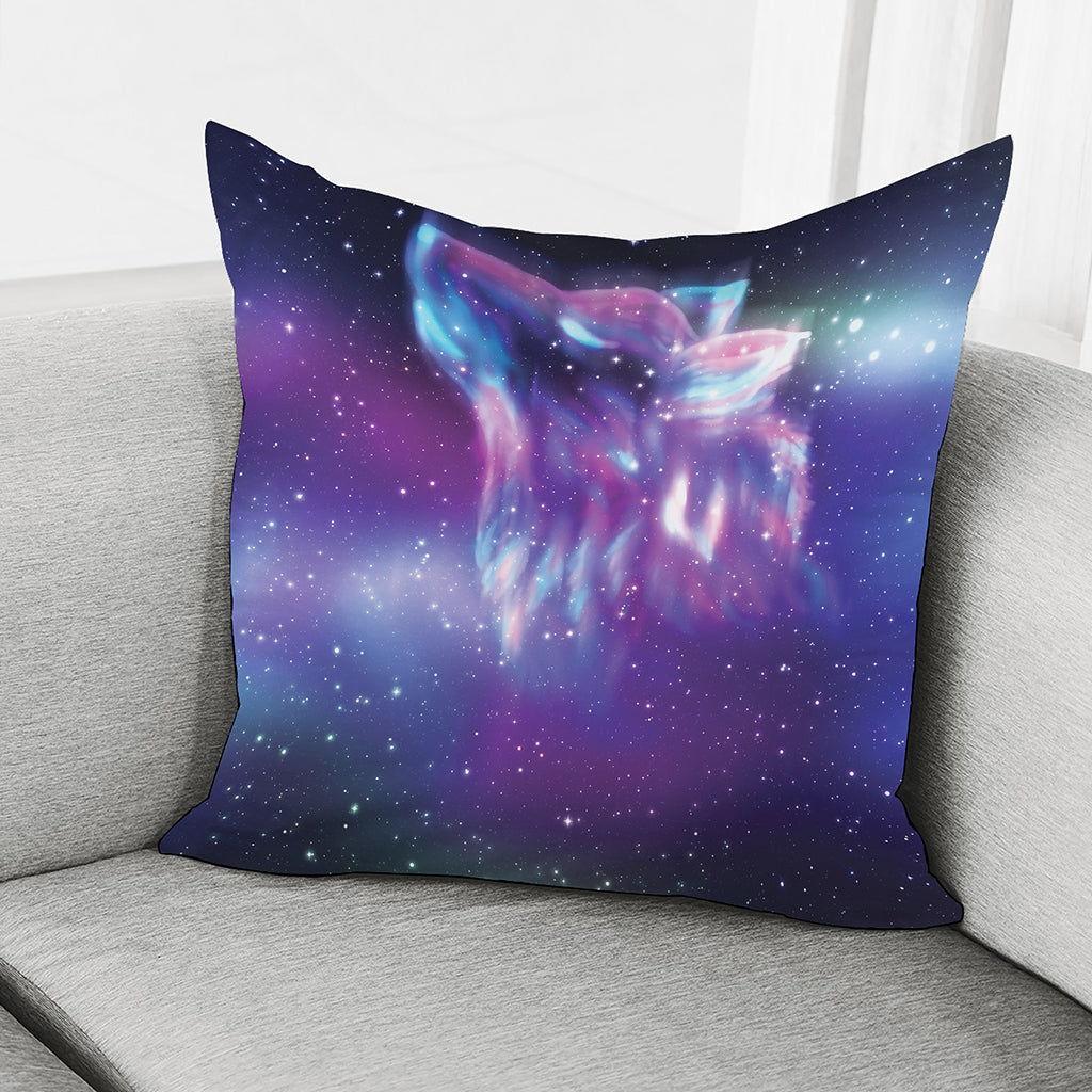 Galaxy Howling Wolf Spirit Print Pillow Cover