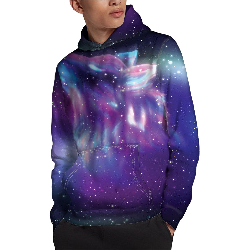 Galaxy Howling Wolf Spirit Print Pullover Hoodie