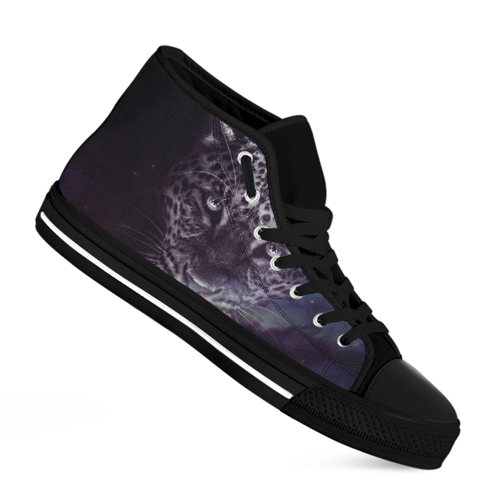 Galaxy Jaguar Print Black High Top Shoes