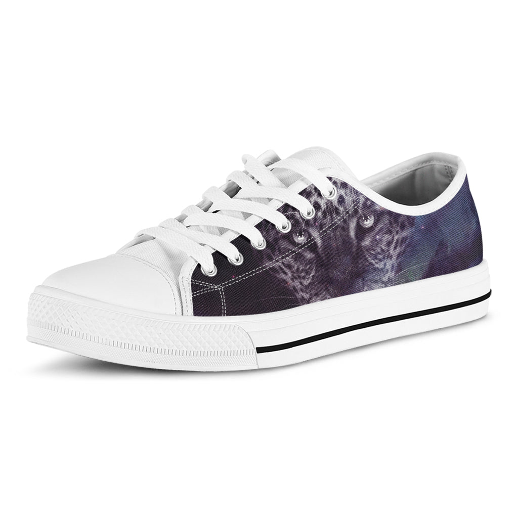 Galaxy Jaguar Print White Low Top Shoes