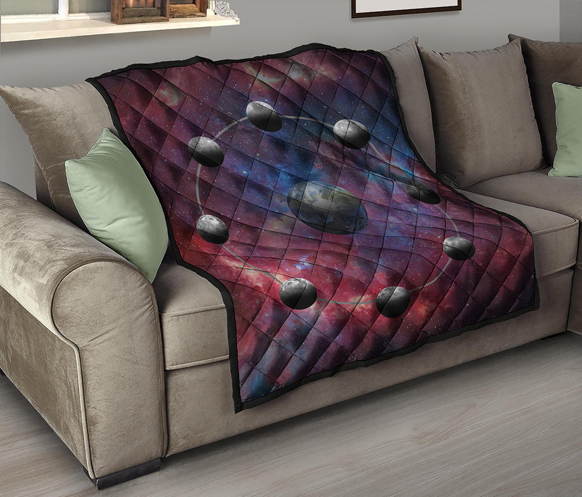 Galaxy Lunar Phase Print Quilt