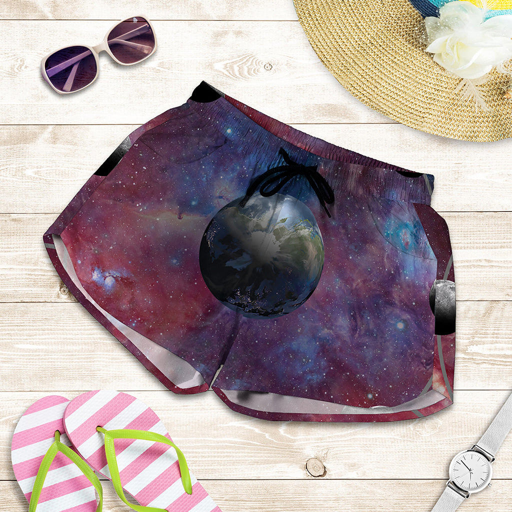 Galaxy Lunar Phase Print Women's Shorts