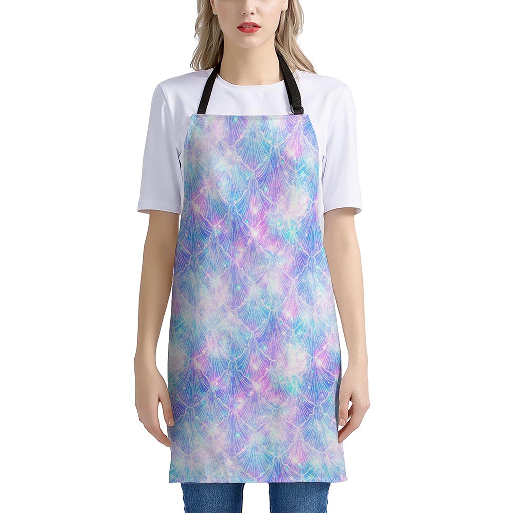 Galaxy Mermaid Scales Pattern Print Apron