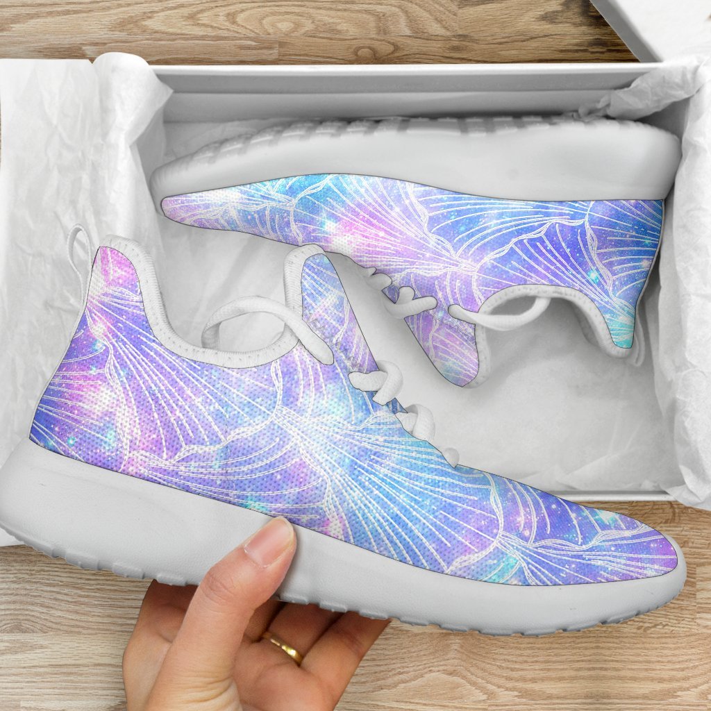 Galaxy Mermaid Scales Pattern Print Mesh Knit Shoes GearFrost