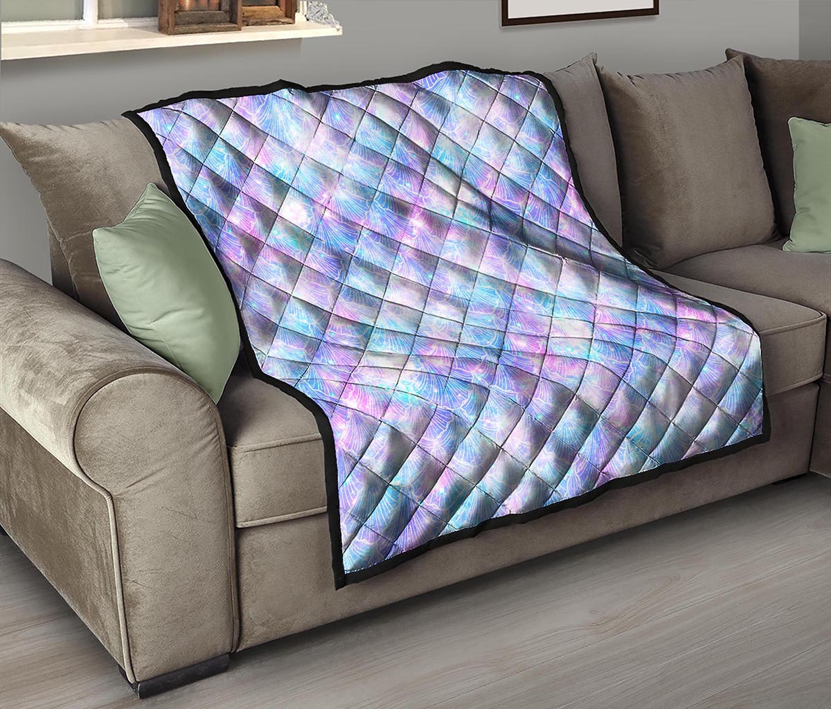 Galaxy Mermaid Scales Pattern Print Quilt