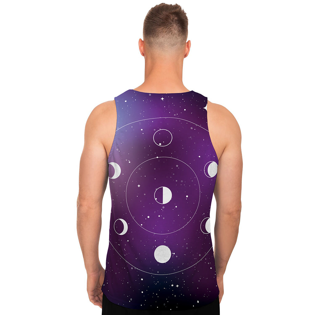Galaxy Moon Phase Print Men's Tank Top