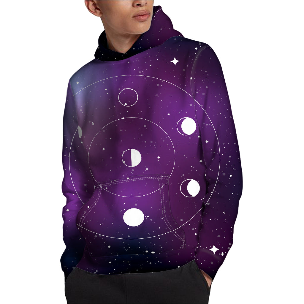Galaxy Moon Phase Print Pullover Hoodie